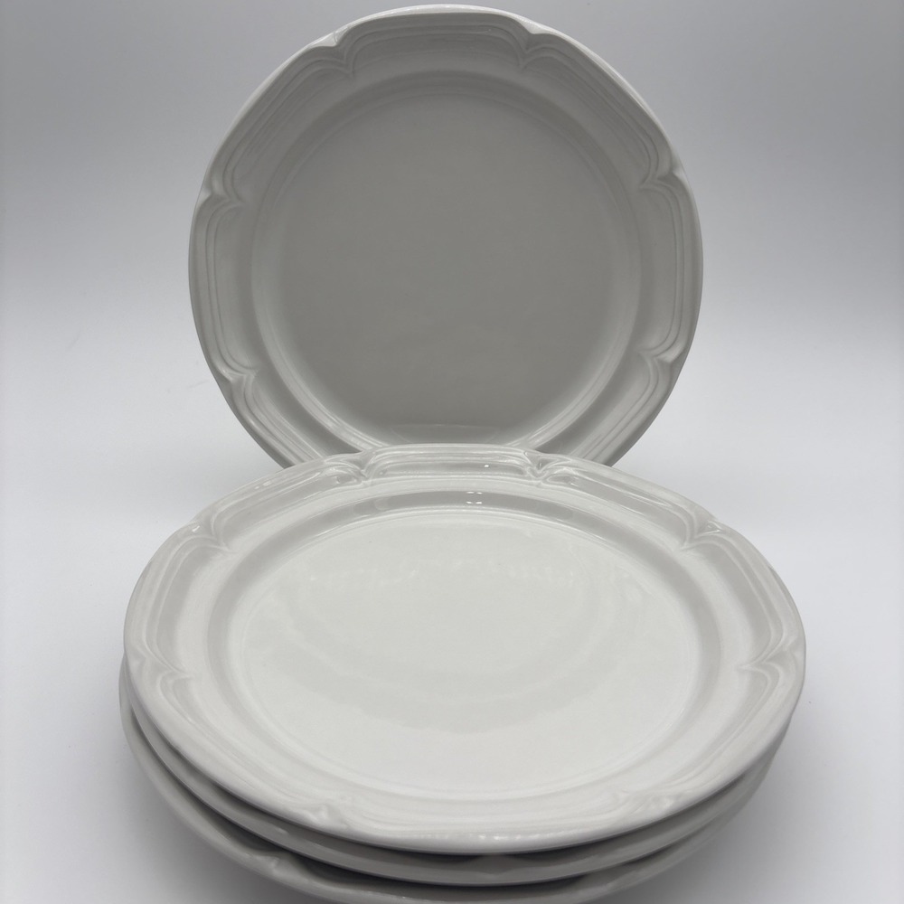 4~7 5/8" International Tableworks Salad Plates Solid White Scalloped Edges